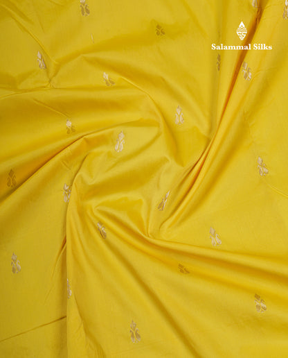 9 Yards Semi Silk Saree Yellow with Contrast Pink Border