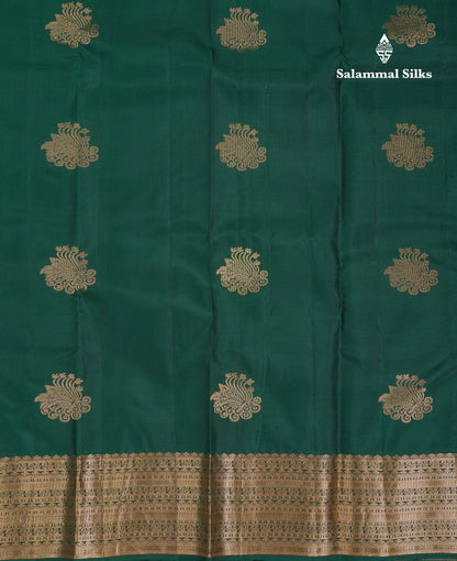 Beautiful Bottle Green Pure Kanjivaram Silk Saree With Traditional Border