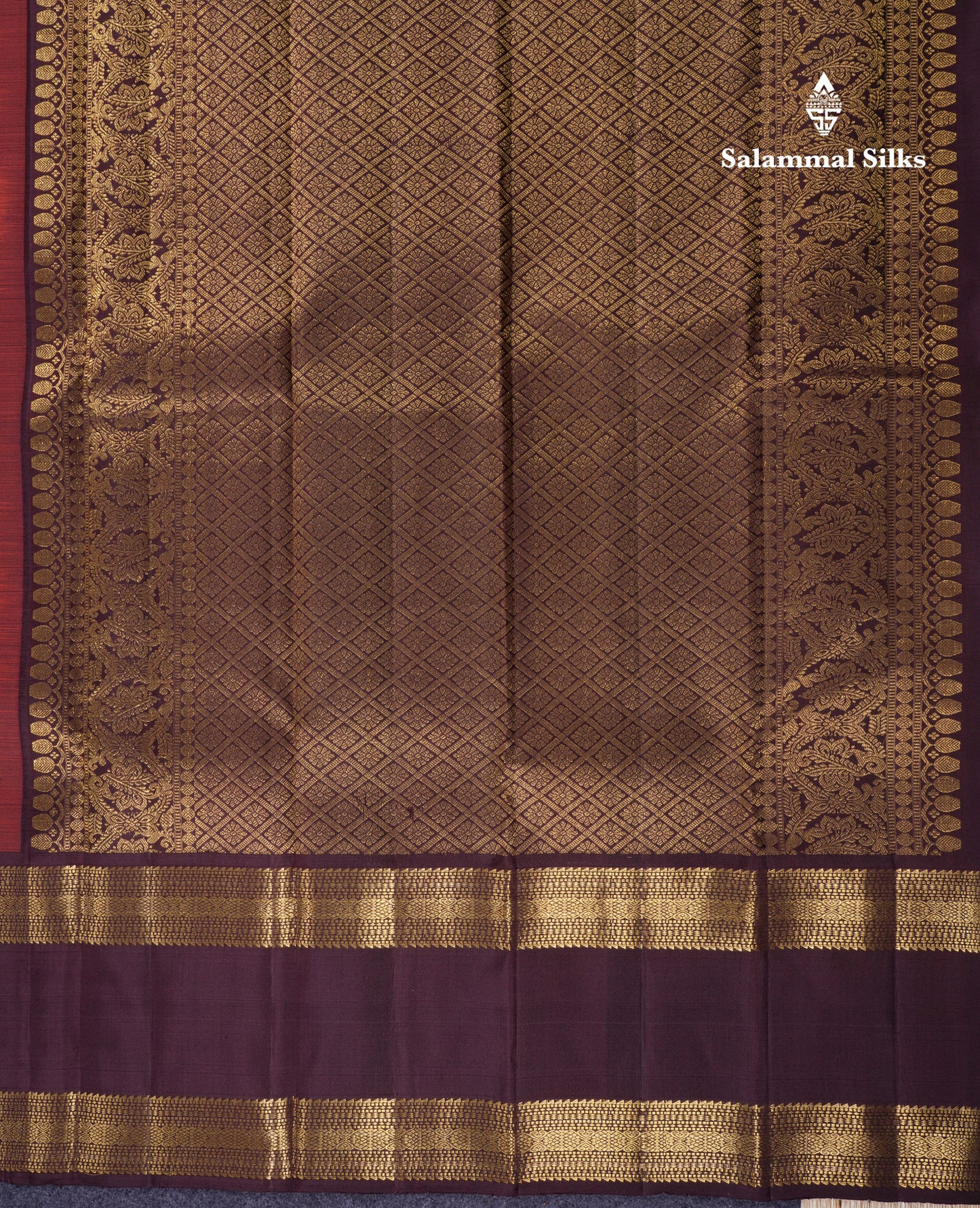 Beautiful Rust Orange Pure Kanjivaram Silk Saree With Contrast Dark Brown Traditional Gap Border