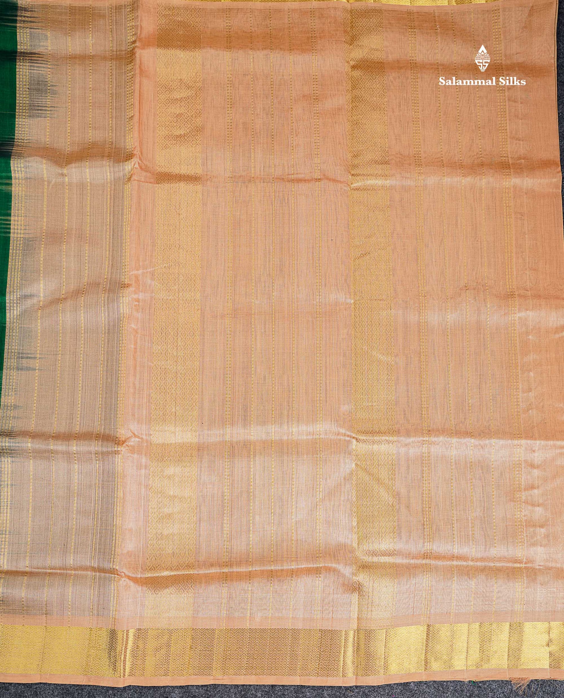 Pallu Of Bottle Green Pure Silk Cotton Saree 