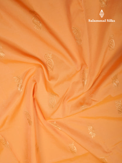 9 Yards Semi Silk Saree Light Orange With Contrast Maroon Border