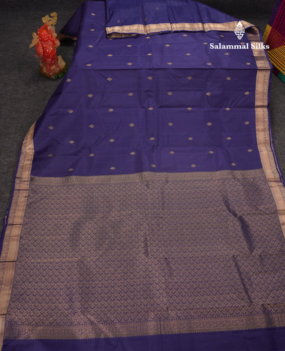 Beautiful Navy Blue Pure Kanjivaram Silk Saree With Traditional Border