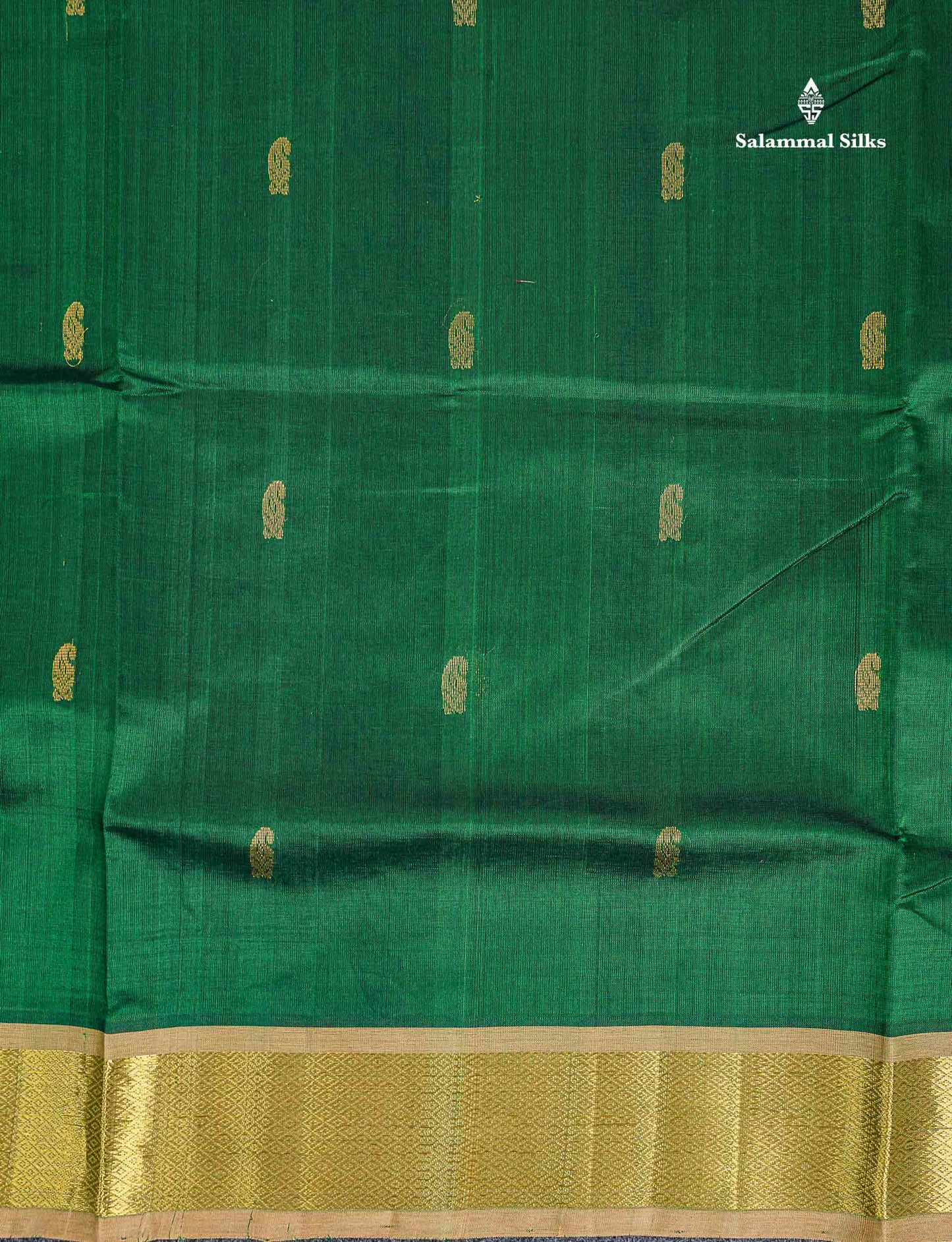 Traditional Border Of Bottle Green Pure Silk Cotton Saree