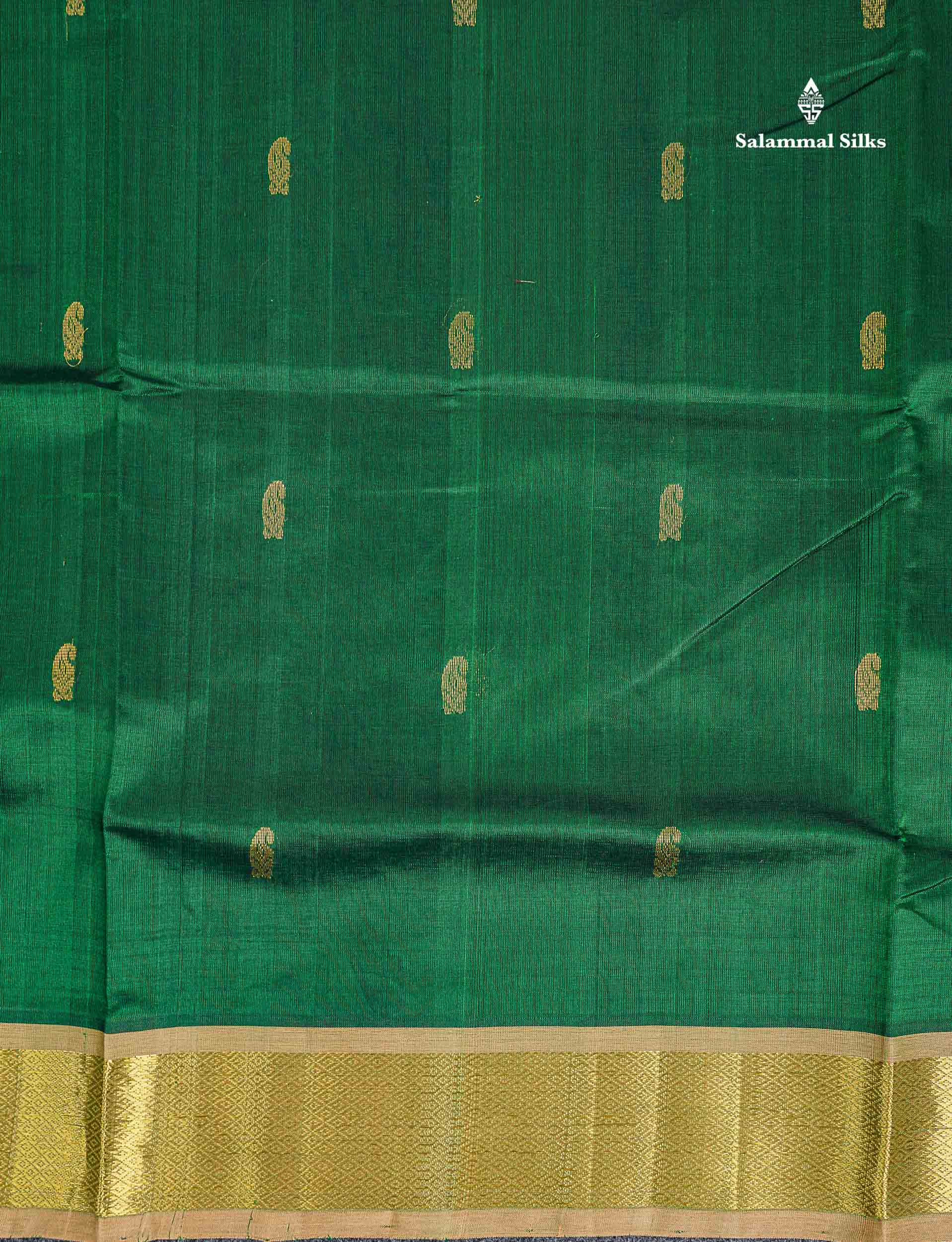Traditional Border Of Bottle Green Pure Silk Cotton Saree