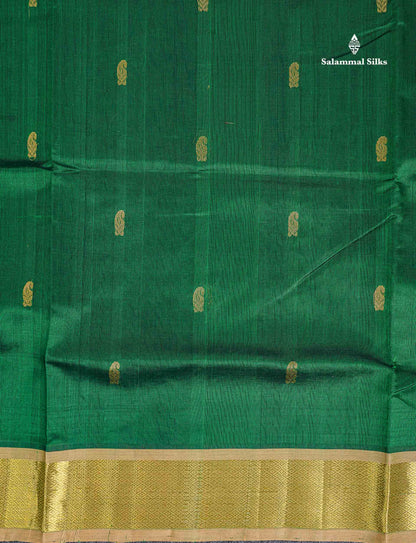 Traditional Border Of Bottle Green Pure Silk Cotton Saree