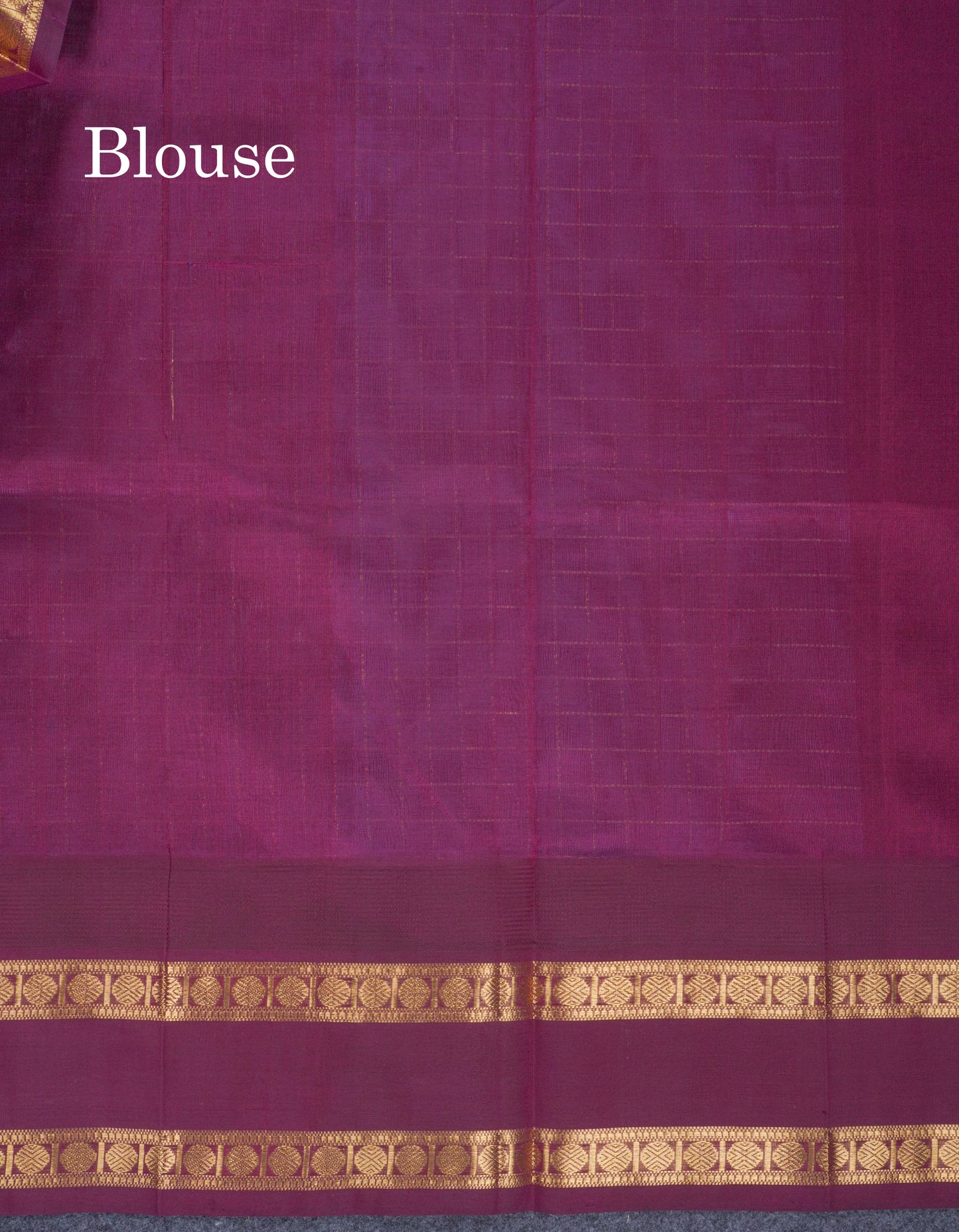 Lavender Checks With Butta Pure Silk Cotton Saree With Contrast Dark Magenta Traditional Rettapet Border