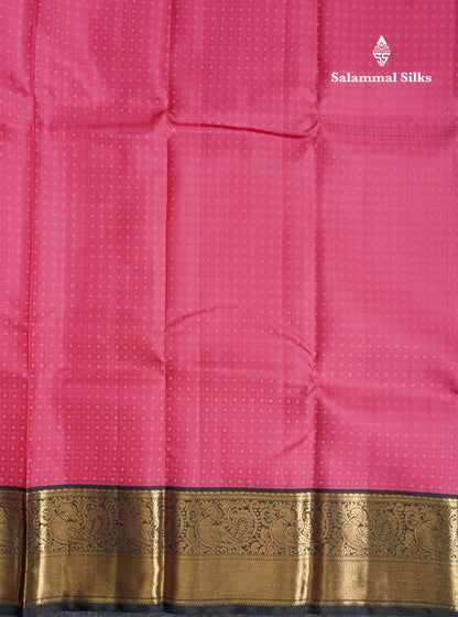 Pink Shade Pure Kanjivaram Silk Saree With Contrast Black Traditional Border