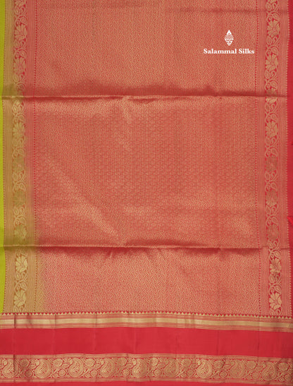 Beautiful Sapphire Blue Pure Kanjivaram Soft Silk Saree With Contrast Chilly Red Border