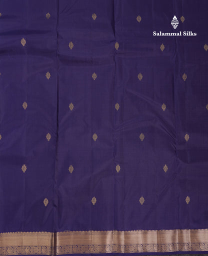 Beautiful Navy Blue Pure Kanjivaram Silk Saree With Traditional Border