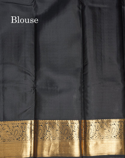 Pink Shade Pure Kanjivaram Silk Saree With Contrast Black Traditional Border