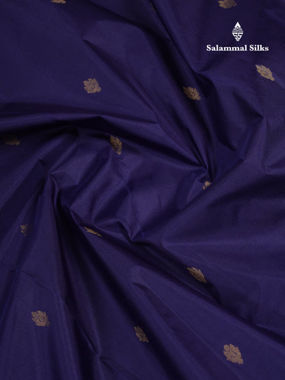 Beautiful Navy Blue Pure Kanjivaram Silk Saree With Traditional Border