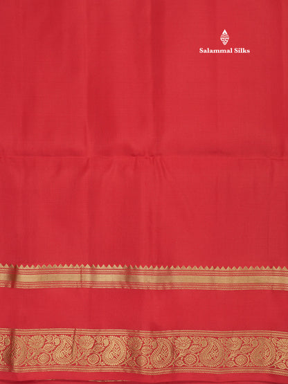 Beautiful Bottle Green Pure Kanjivaram Soft Silk Saree With Contrast Pinkish Orange Border