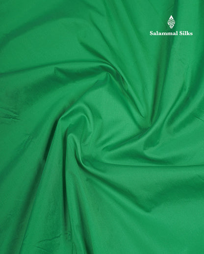 9 Yards Semi Silk Saree Green with Contrast Pink Small Traditional Border