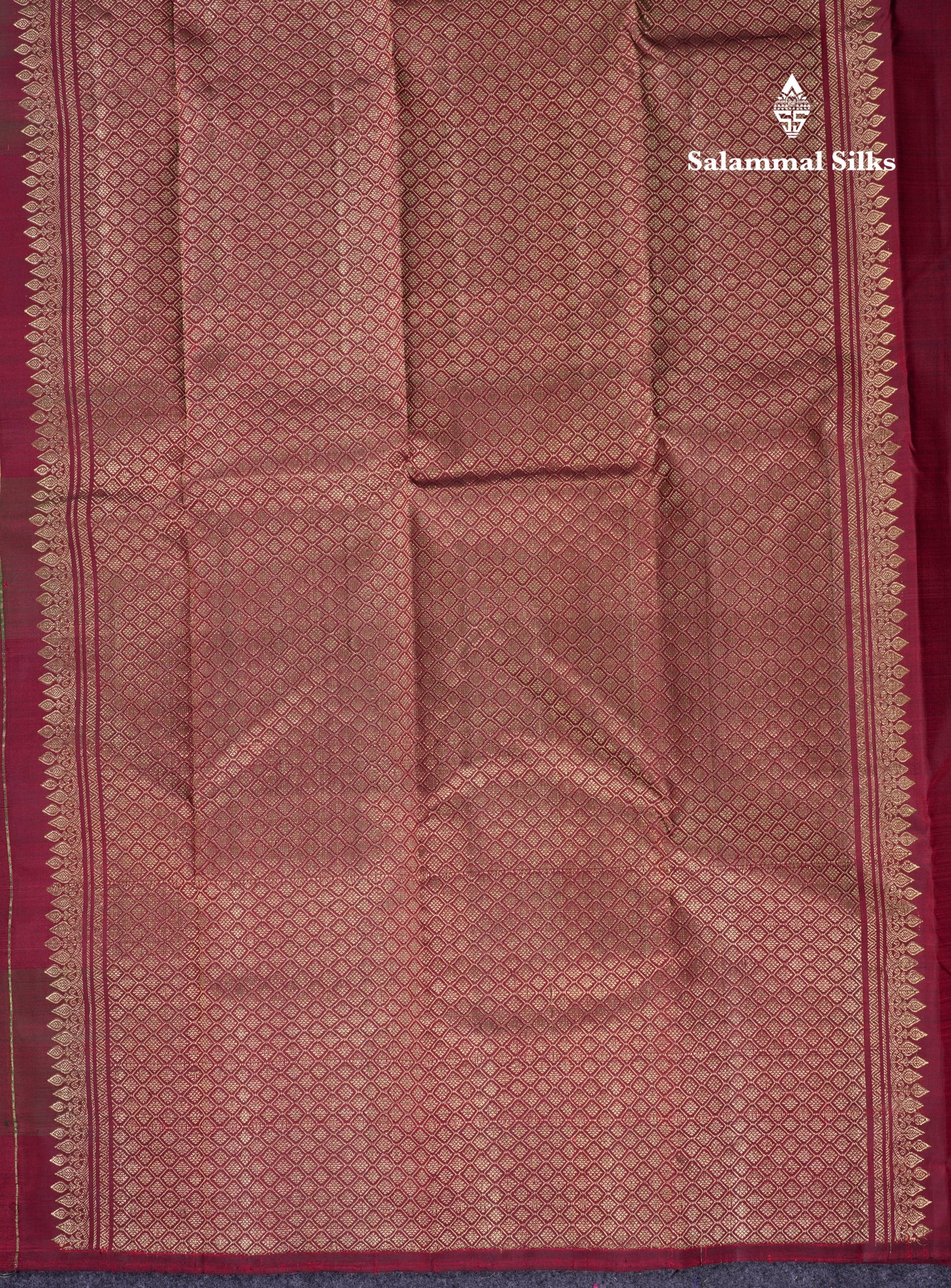 Beautiful Paalum Pazham Big Checks With Butta Pure Kanjivaram Silk Saree With Contrast Maroon Blouse
