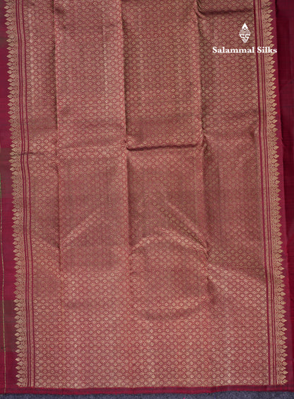 Beautiful Paalum Pazham Big Checks With Butta Pure Kanjivaram Silk Saree With Contrast Maroon Blouse