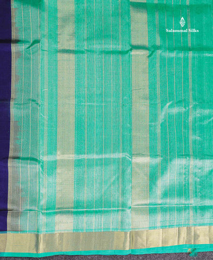 Pallu Of Navy Bue Pure Silk Cotton Saree 