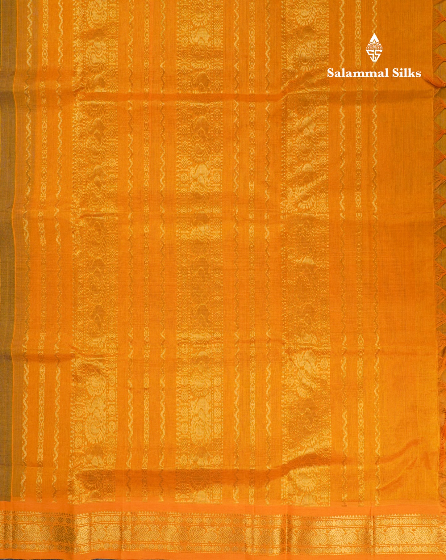 Violet Plain Pure Silk Cotton Saree With Contrast Mustard Yellow Traditional Border