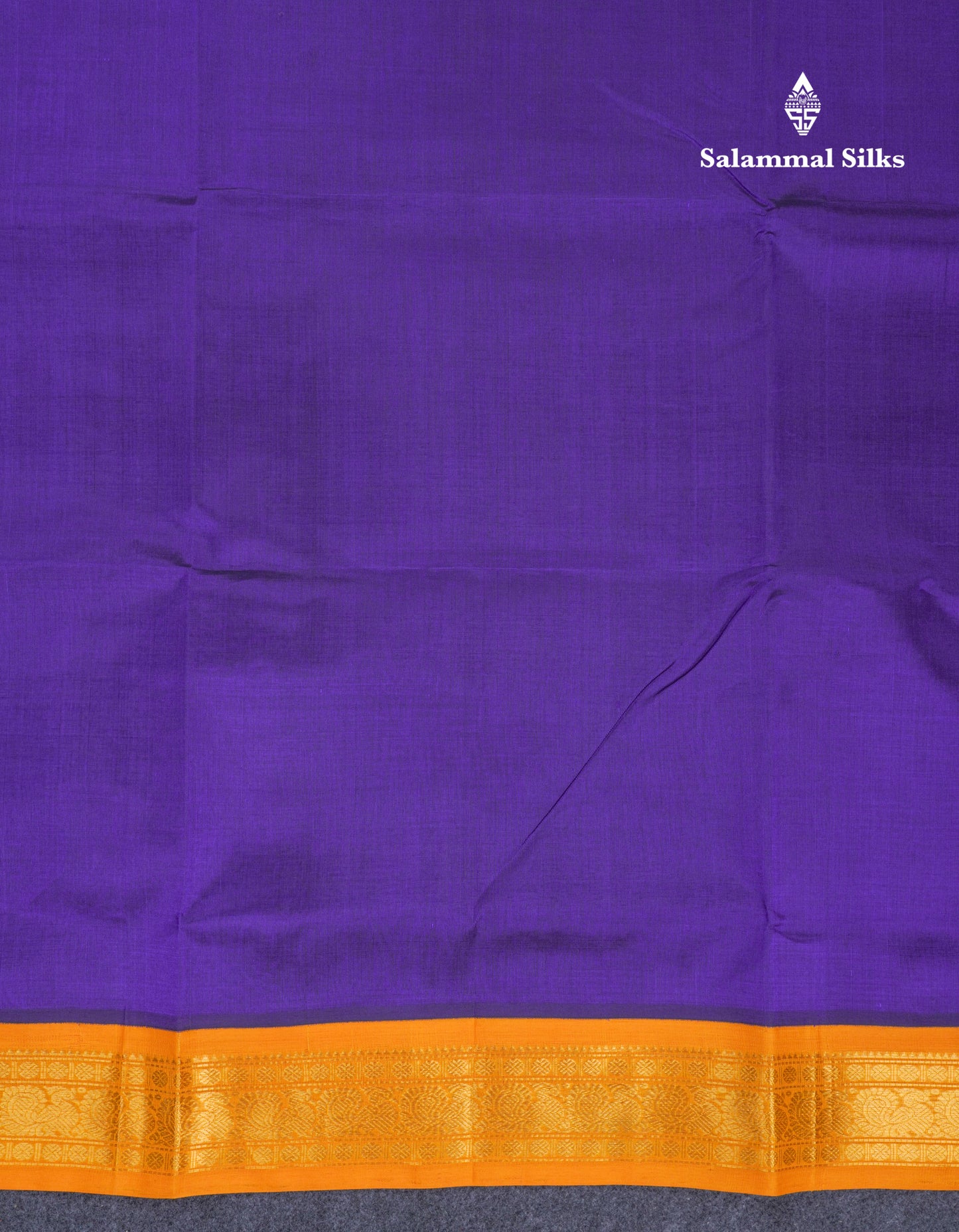 Violet Plain Pure Silk Cotton Saree With Contrast Mustard Yellow Traditional Border