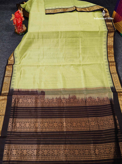 Full View Of Pista Green Pure Silk Cotton Saree 
