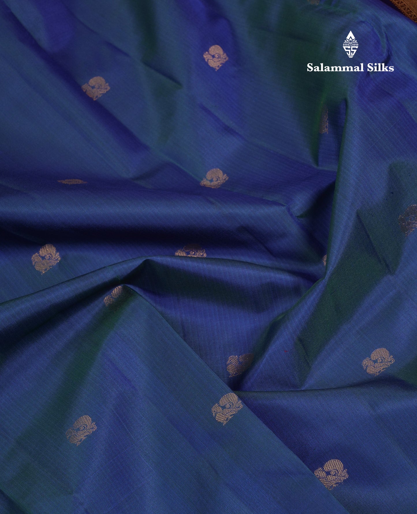 Beautiful Peacock Blue Pure Kanjivaram Silk Saree With Red Traditional Korvai Border