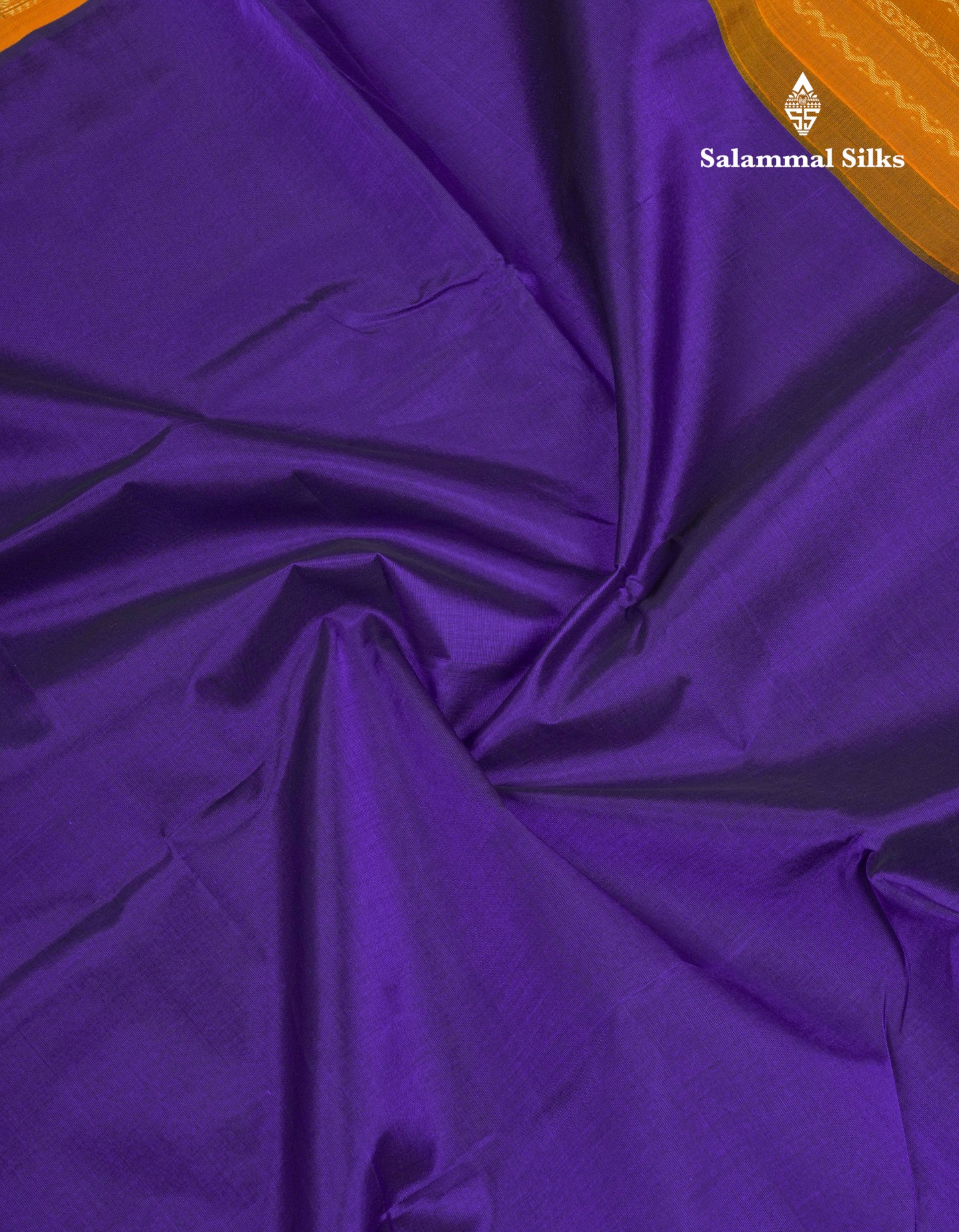 Violet Plain Pure Silk Cotton Saree With Contrast Mustard Yellow Traditional Border