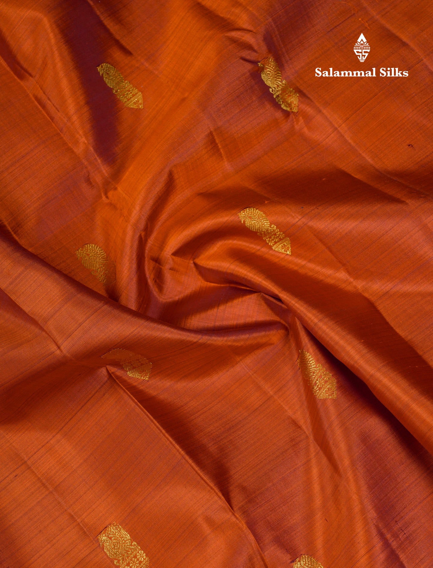 Beautiful Rust Orange Pure Kanjivaram Silk Saree With Contrast Dark Brown Traditional Gap Border