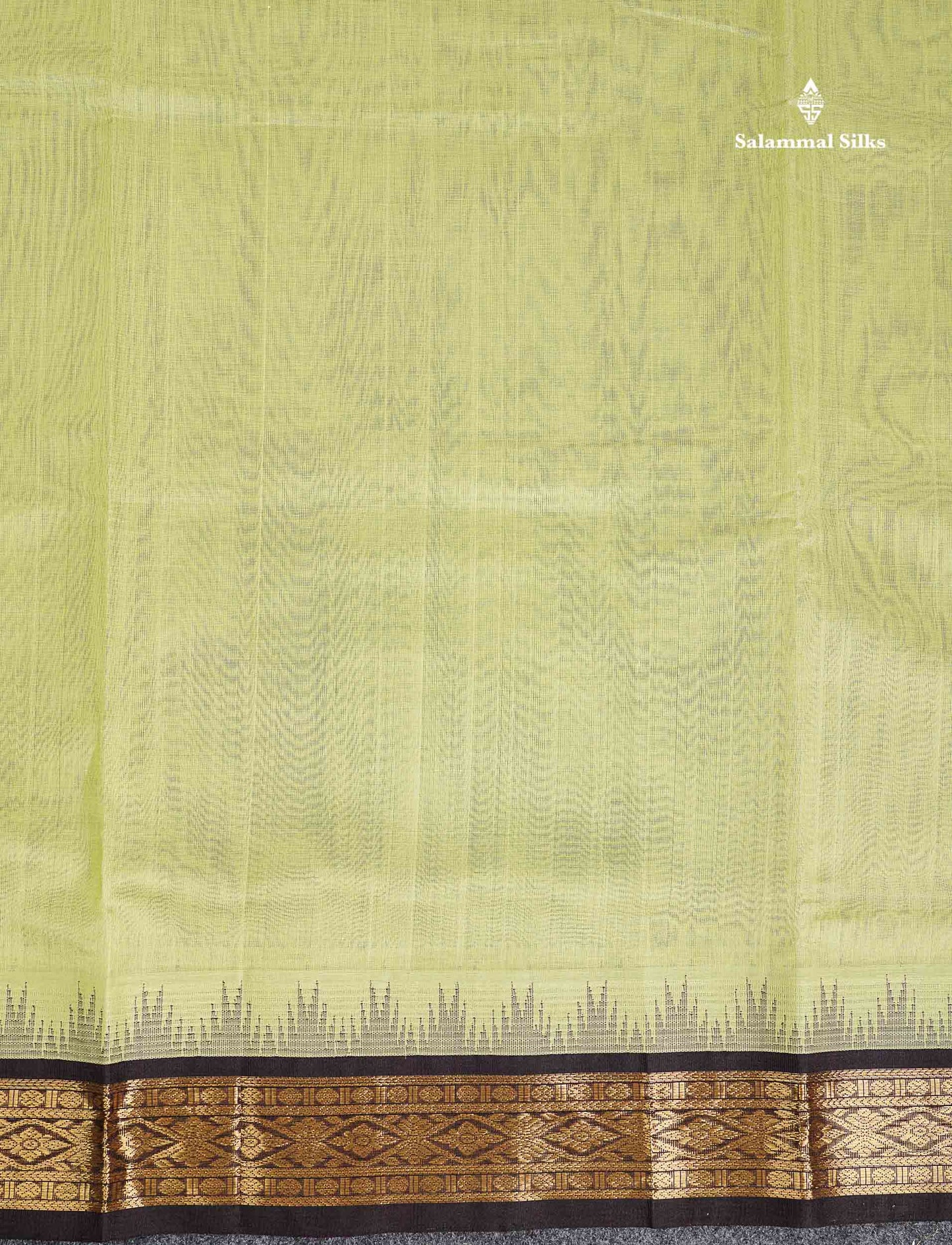 Dark Brown Border Of Pista Green Pure Silk Cotton Saree 