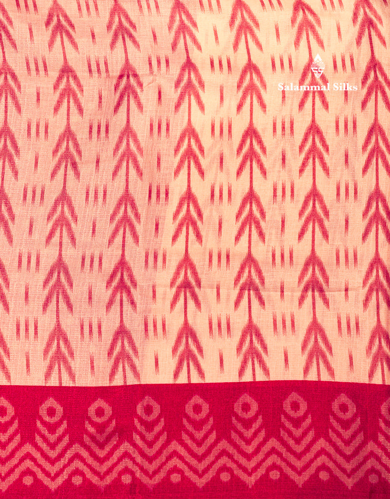 White Colour Fancy Semi Tussar Saree With Pink Border