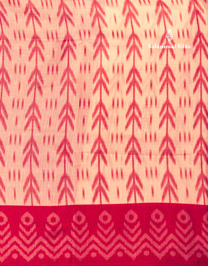 White Colour Fancy Semi Tussar Saree With Pink Border