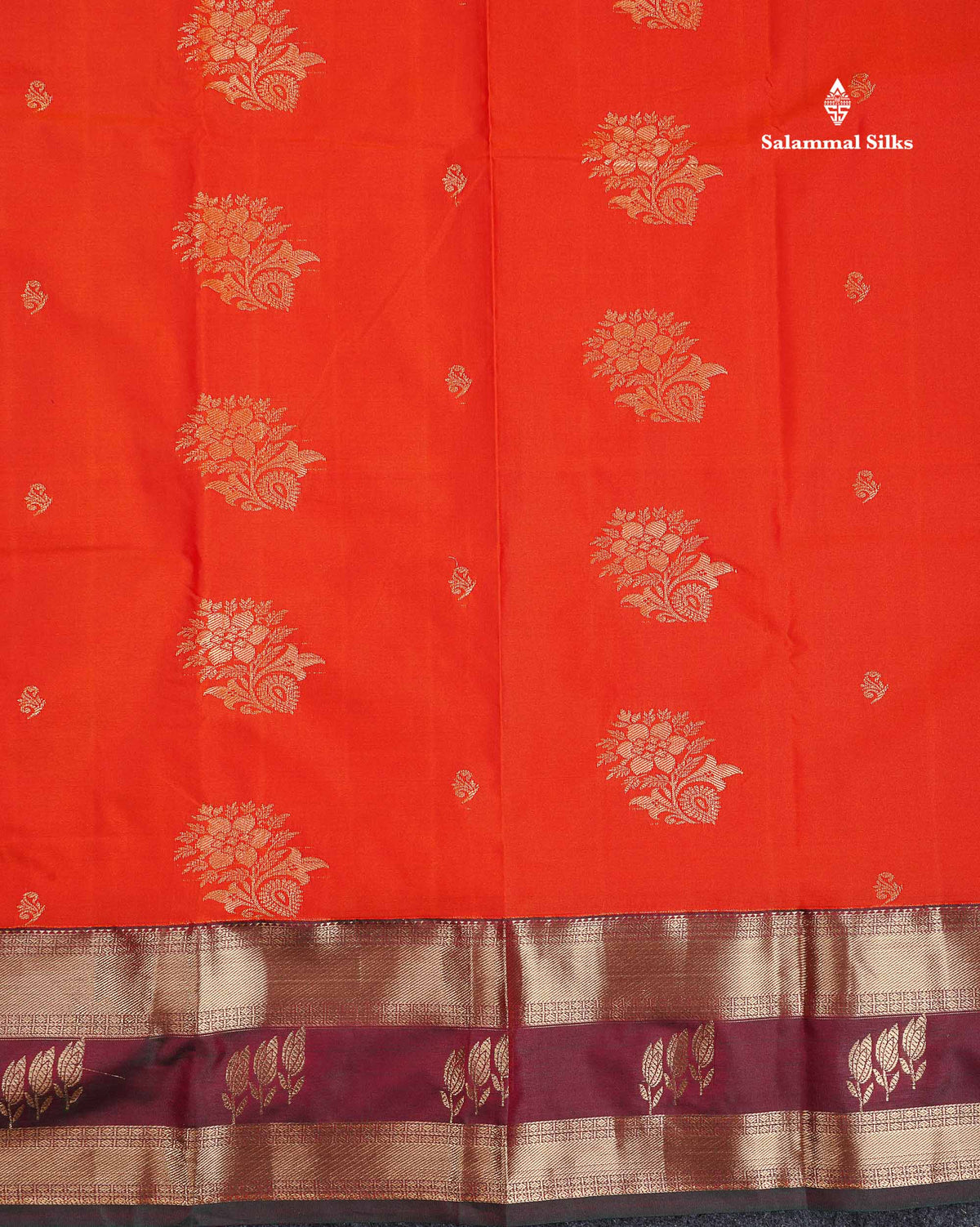 Semi Silk Saree - Chilly Red Colour Body Zari Butta With Traditional Gap Border