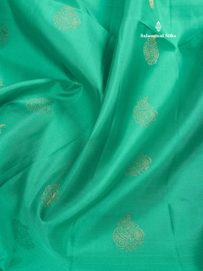 Beautiful Sapphire Blue Pure Kanjivaram Soft Silk Saree With Contrast Chilly Red Border