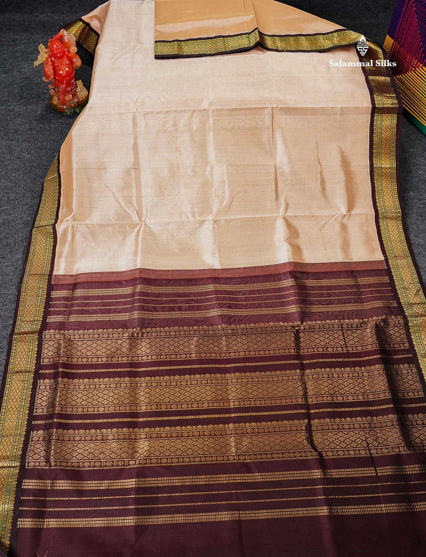 Full View Of Peach Pure Silk Cotton Saree