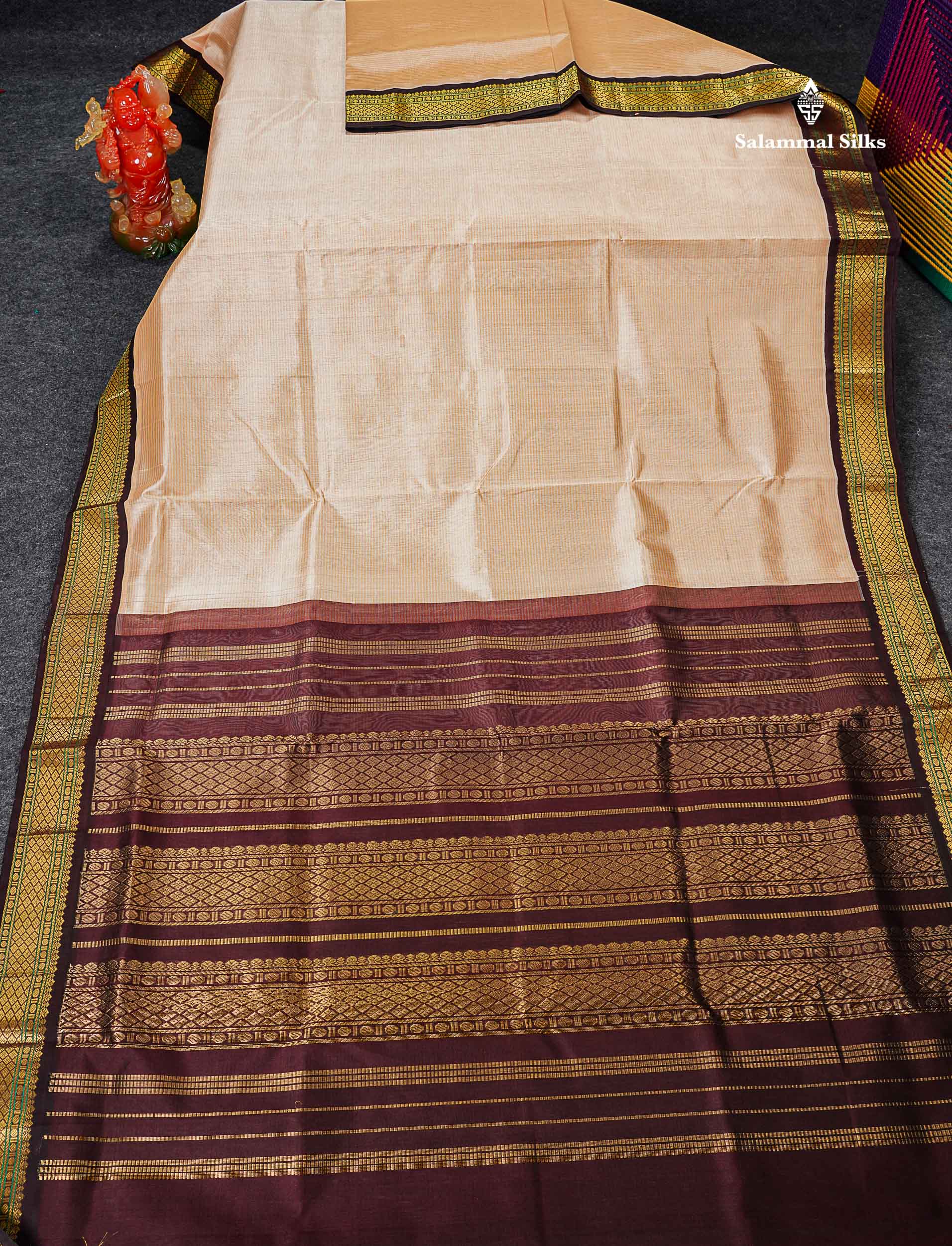 Full View Of Peach Pure Silk Cotton Saree