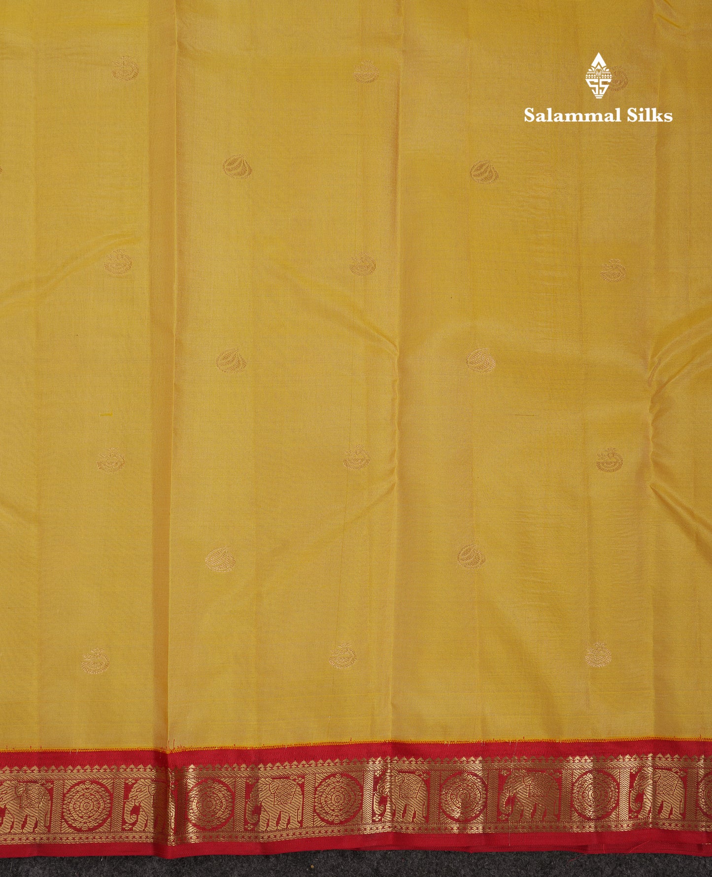 Beautiful Yellow Pure Kanjivaram Silk Saree With Red Traditional Korvai Border