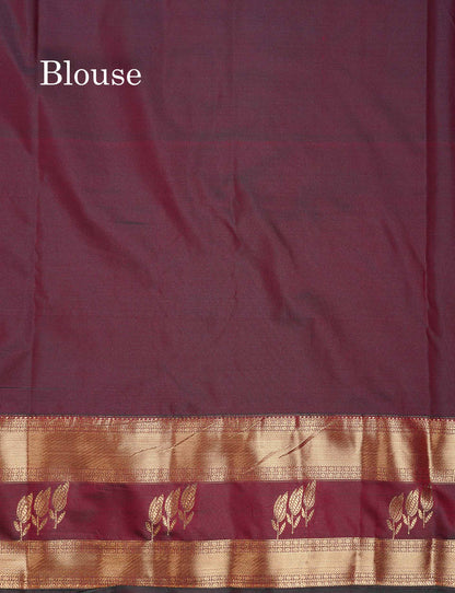 Semi Silk Saree - Chilly Red Colour Body Zari Butta With Traditional Gap Border