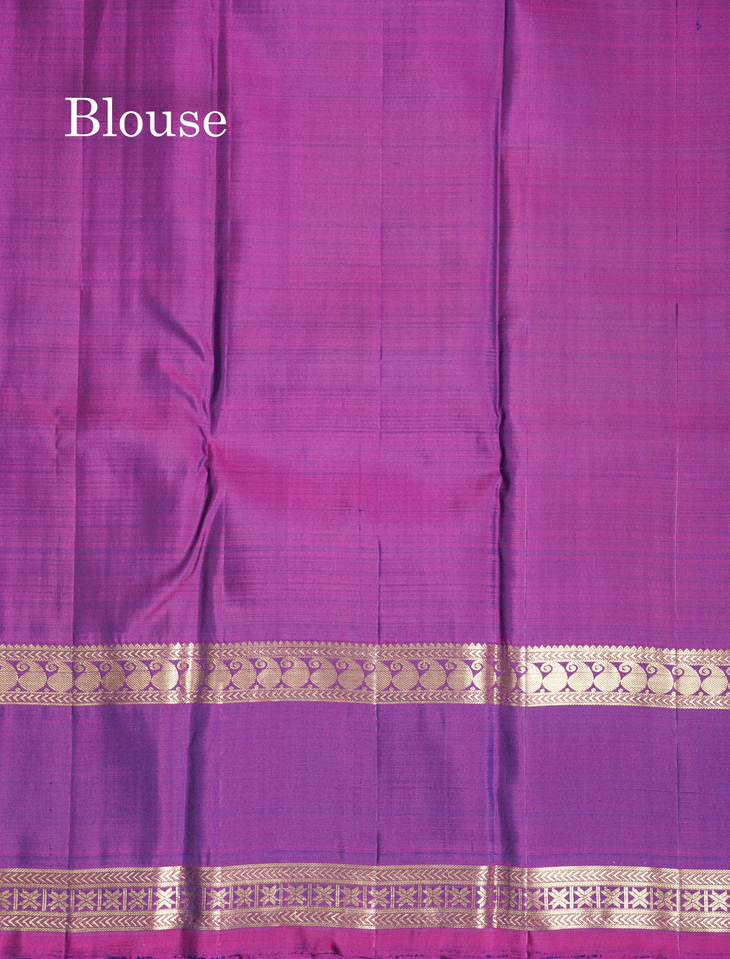 Dual Tone Peacock Green Pure Kanjivaram Silk Saree With Contrast Purple Double Border