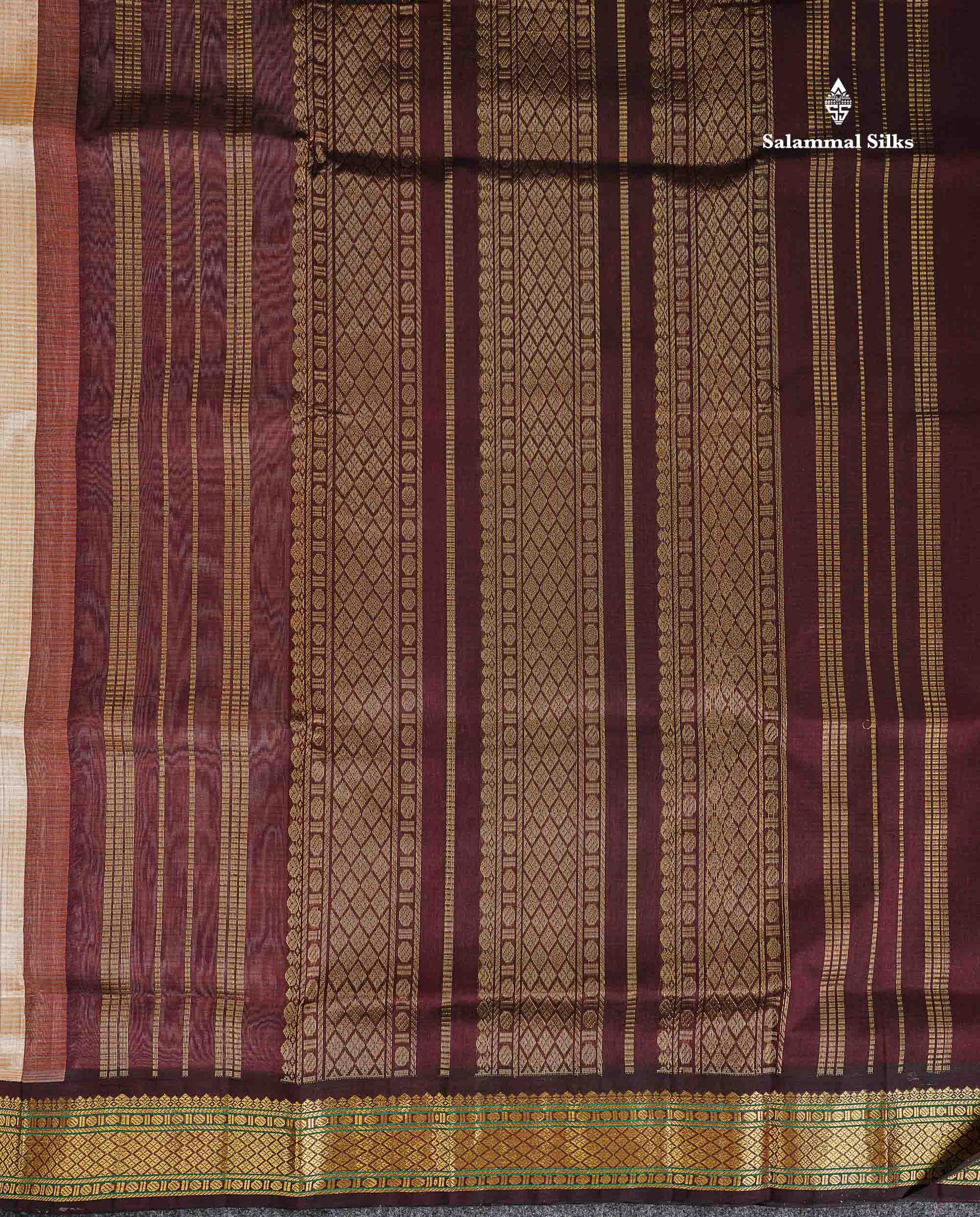 Pallu Of Peach Pure Silk Cotton Saree 