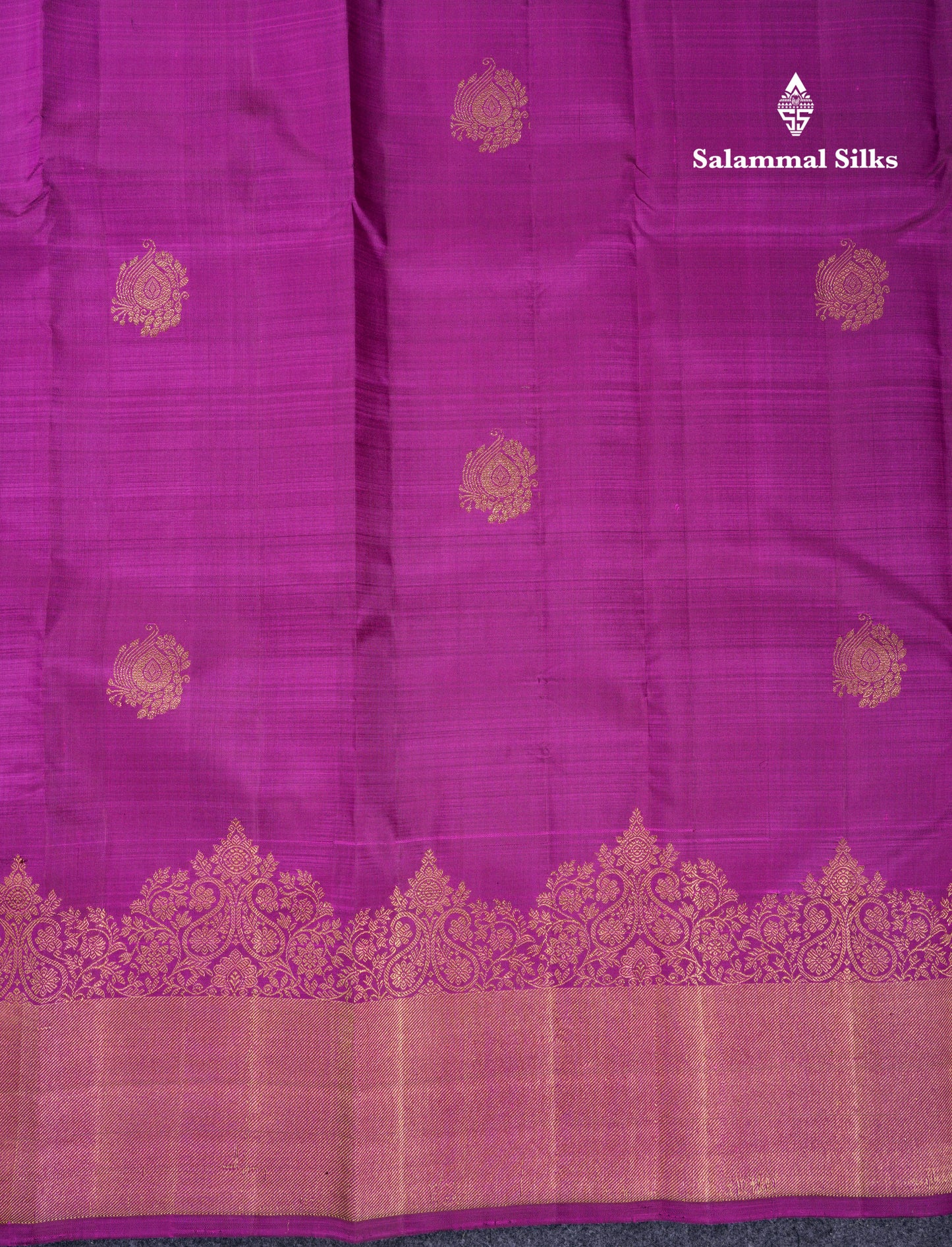 Beautiful Magenta Pure Kanjivaram Silk Saree With Contrast Peacock Blue Blouse