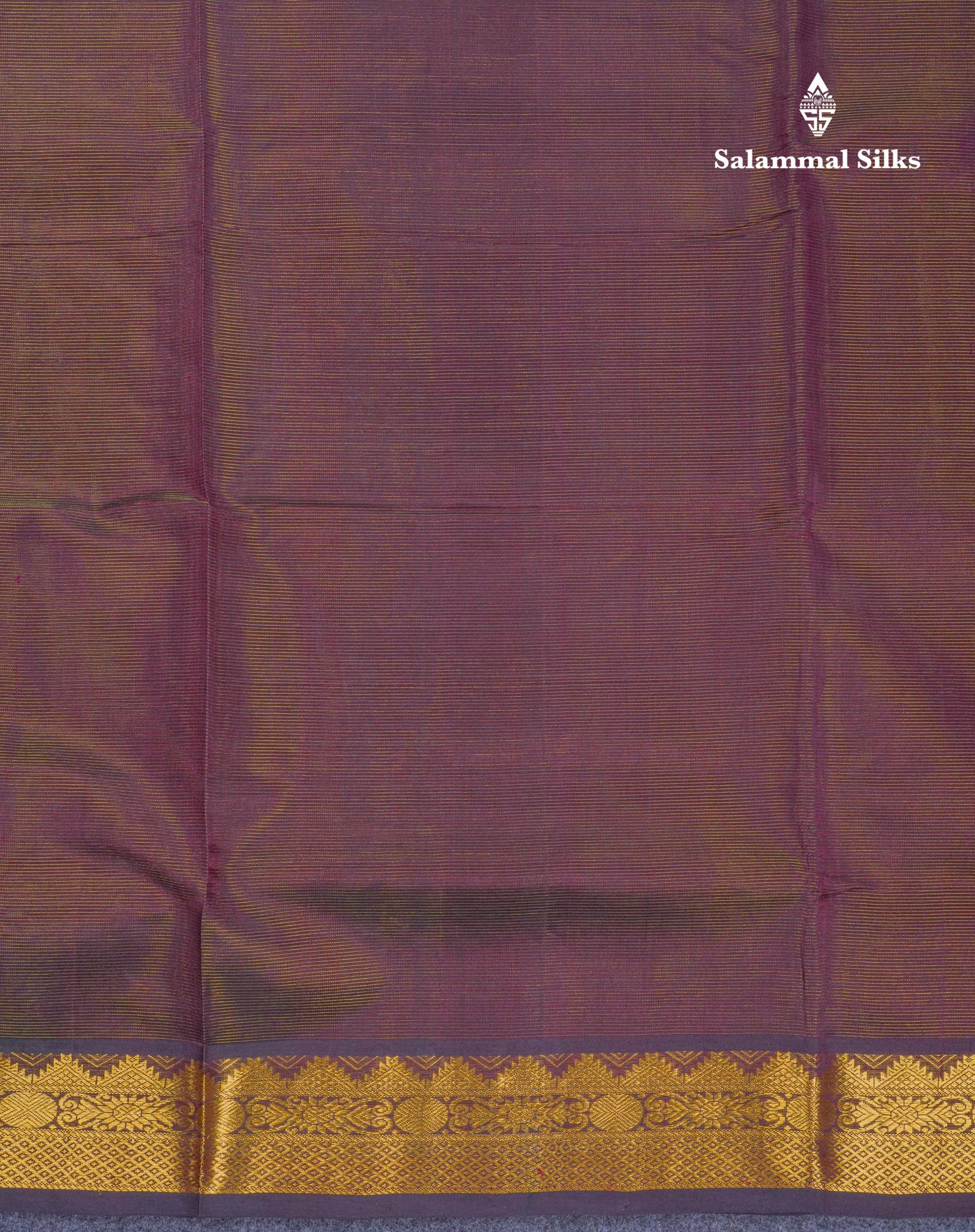 Dark Violet Vaira Oosi Lines Pure Silk Cotton Saree With Traditional Border