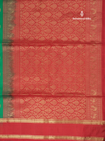 Beautiful Sea Blue Pure Kanjivaram Soft Silk Saree With Contrast Maroon Traditional Border