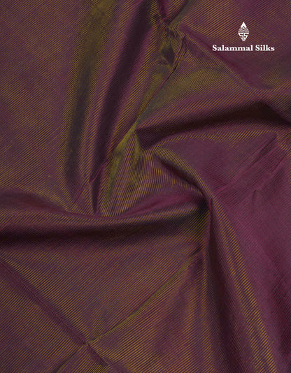Dark Violet Vaira Oosi Lines Pure Silk Cotton Saree With Traditional Border
