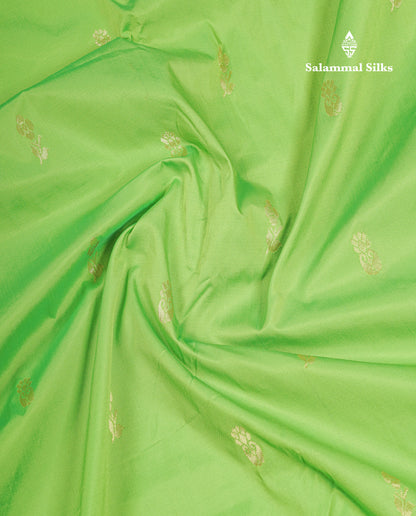 9.5 Yards Semi Silk Saree Parrot Green with Contrast Pink Border