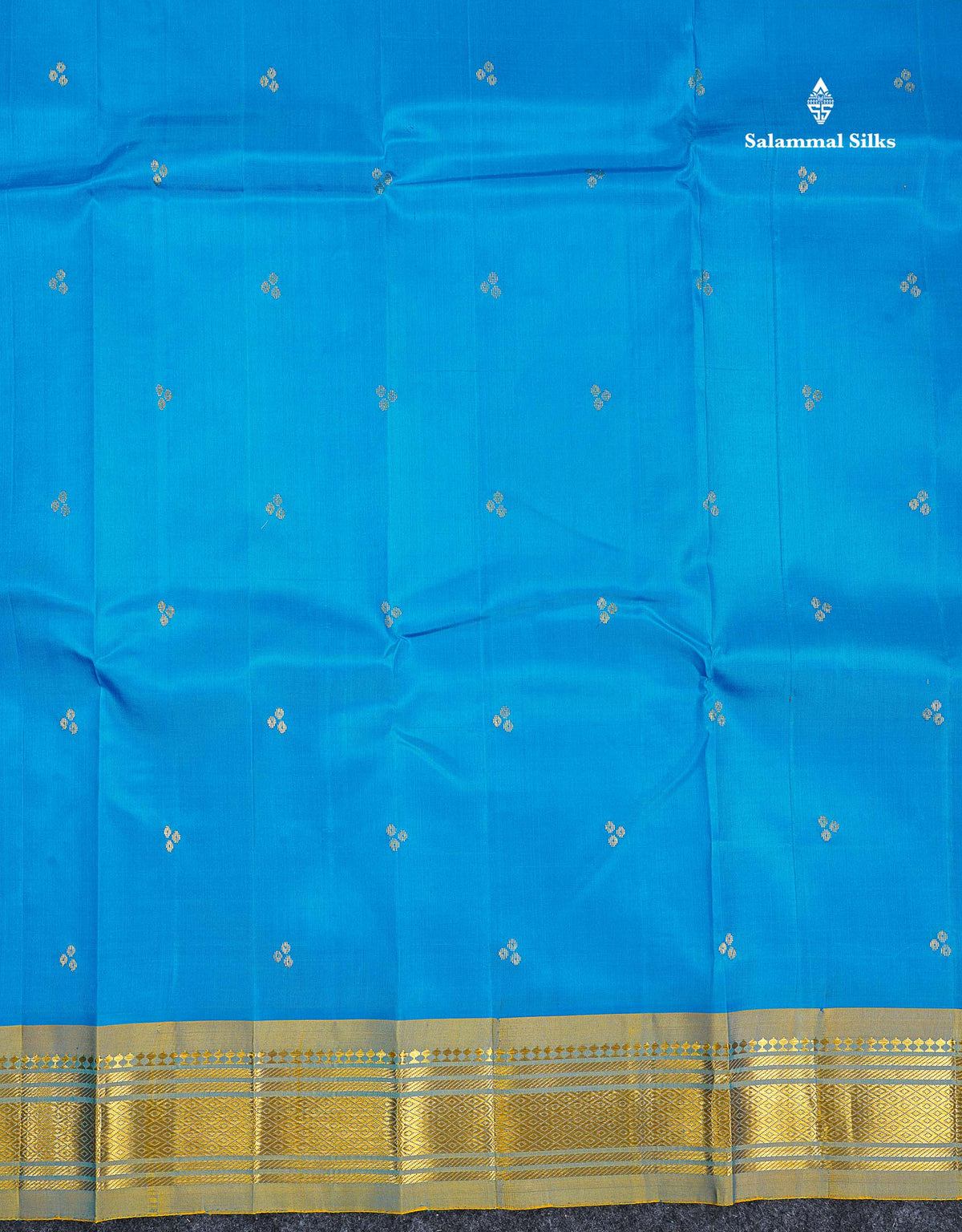 One Side Border Pure Silk Saree - Blue Colour Body Zari Butta With Traditional Border
