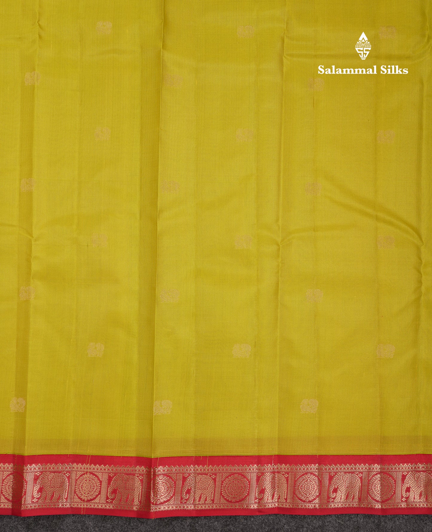 Beautiful Manthulir Yellow Pure Kanjivaram Silk Saree With Red Traditional Korvai Border