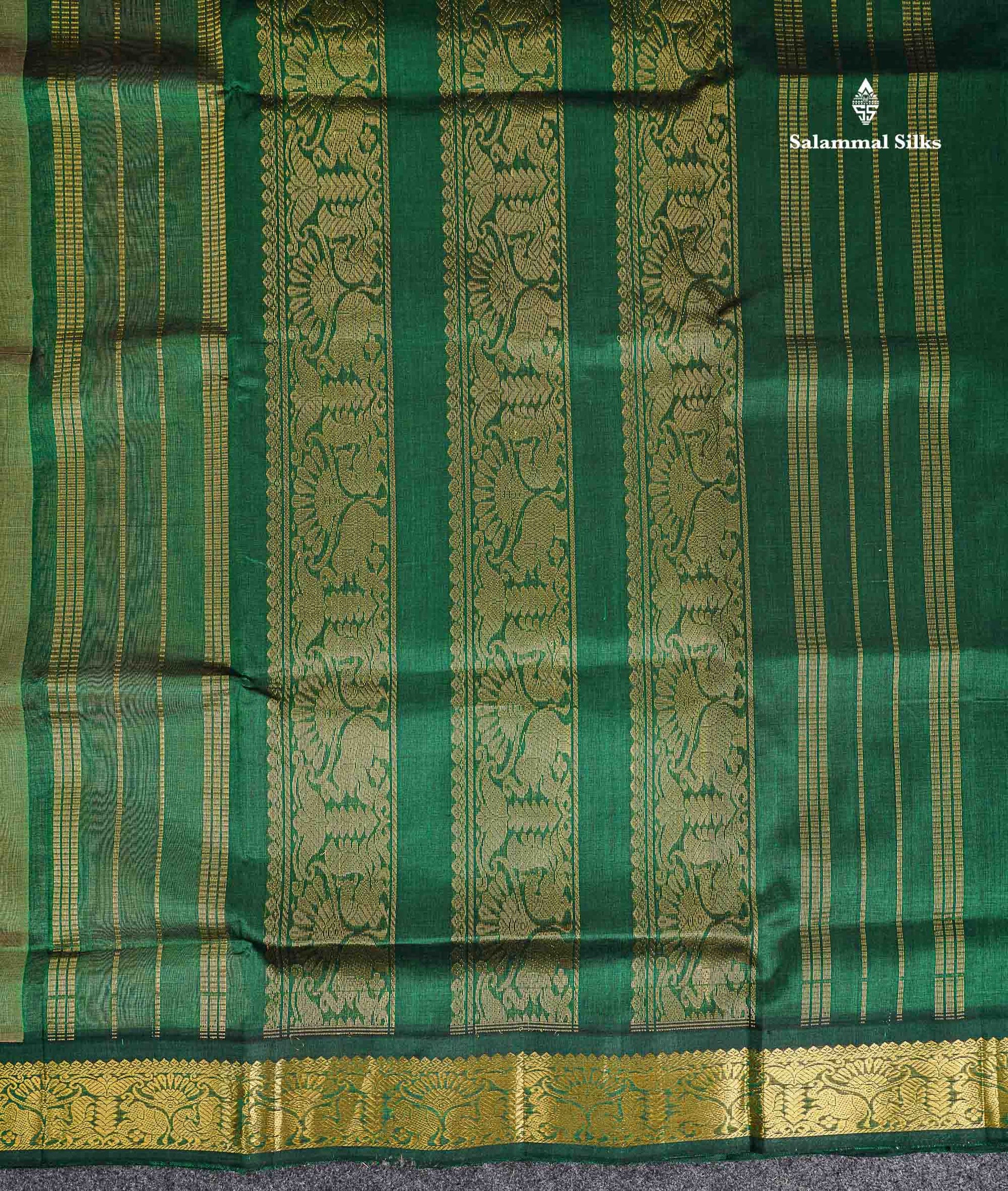 Pallu Of Cream Sandal Pure Silk Cotton Saree 