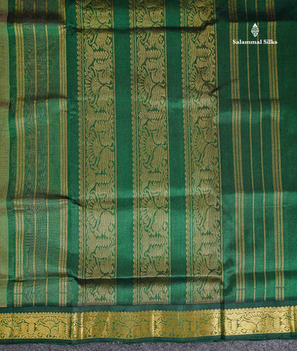 Pallu Of Cream Sandal Pure Silk Cotton Saree 