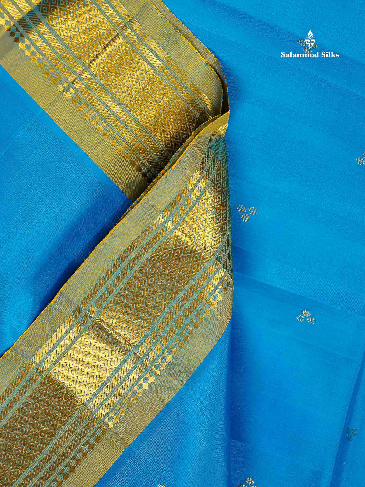 One Side Border Pure Silk Saree - Blue Colour Body Zari Butta With Traditional Border