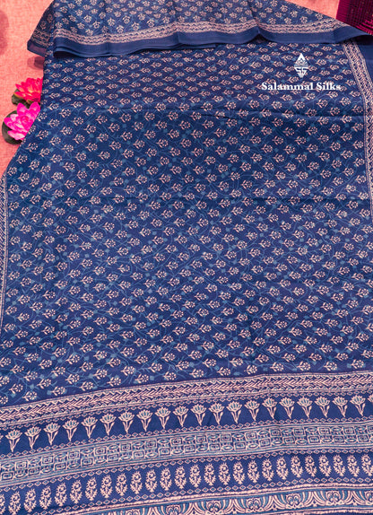 Royal Blue Colour Fancy Semi Tussar Saree With Blouse