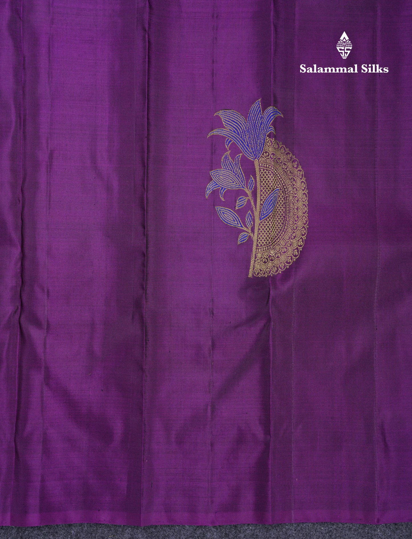 Beautiful Dark Purple Zari & Thread Work Butta Fancy Pure Kanjivaram Silk Saree With Contrast Rexona Green Blouse
