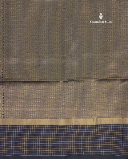 Beautiful Sea Blue Pure Kanjivaram Soft Silk Saree With Contrast Navy Blue Zari Checks Border